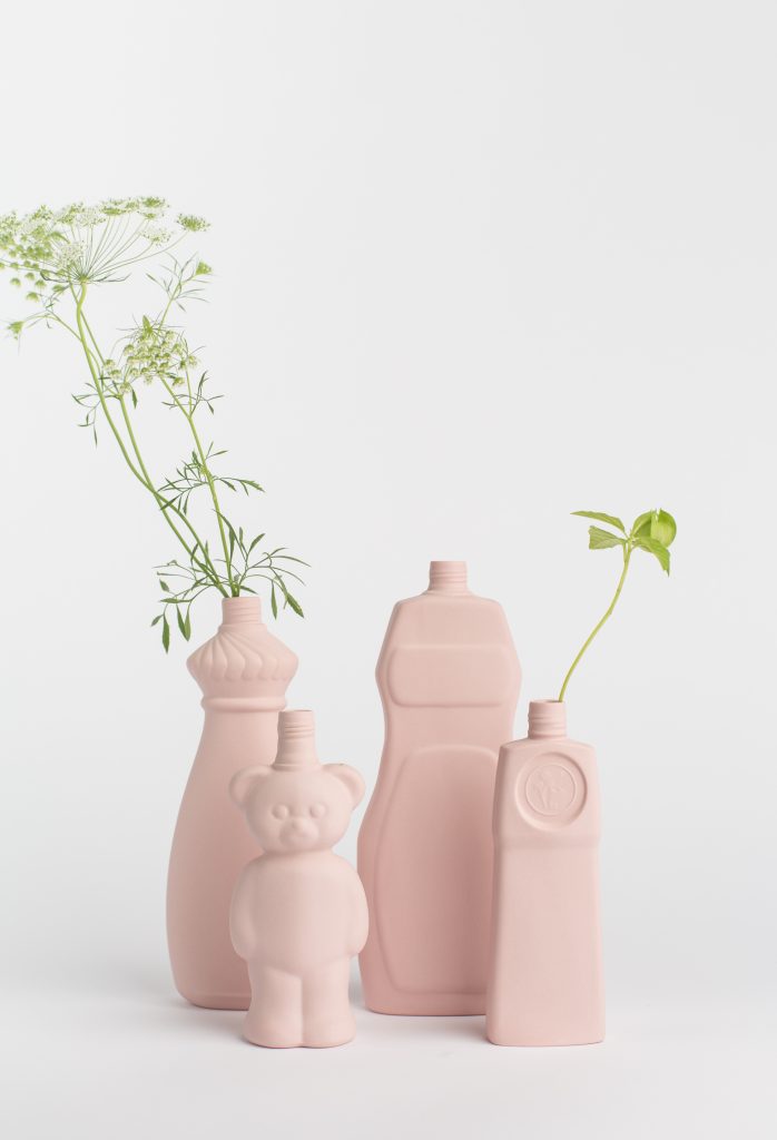 group photo powder pink porcelain vases